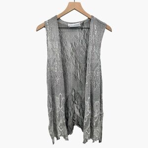 Vintage silver lace open front vest festival